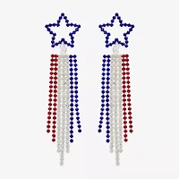 Mixit Patriotic Fringe Womens Star Drop Earrings