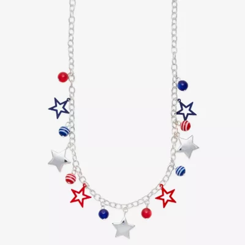 Mixit Patriotic Usa Charm Womens Multi Color 19 Inch Collar Necklace