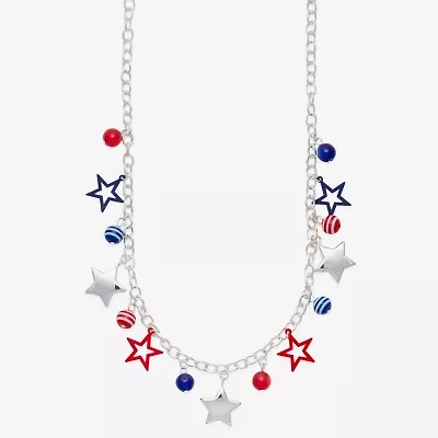 Mixit Patriotic Usa Charm Womens Multi Color 19 Inch Collar Necklace