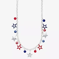 Mixit Patriotic Usa Charm Womens Multi Color 19 Inch Collar Necklace