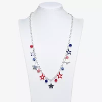 Mixit Patriotic Usa Charm Womens Multi Color 19 Inch Collar Necklace