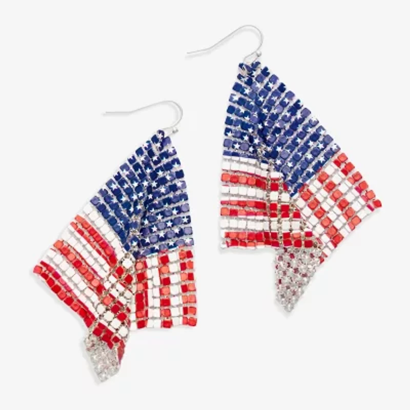 Mixit Patriotic Usa Flag Mesh Womens Drop Earrings