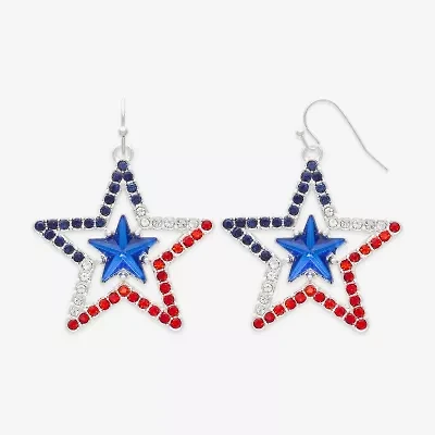 Mixit Patriotic Womens Glass Star Drop Earrings