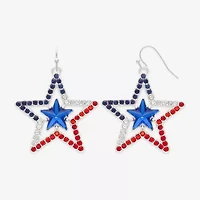 Mixit Patriotic Womens Glass Star Drop Earrings