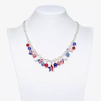 Mixit Patriotic Usa Charm Womens Multi Color 19 Inch Collar Necklace