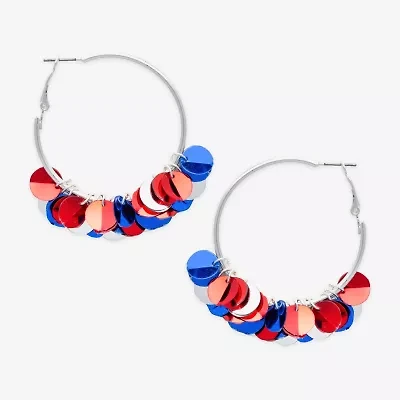 Mixit Patriotic Womens 44.5mm Hoop Earrings