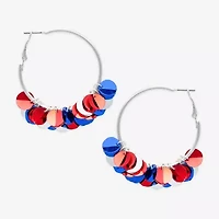 Mixit Patriotic Womens 44.5mm Hoop Earrings