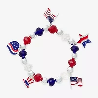 Mixit Patriotic Usa Flag Womens Heart Star Charm Bracelet