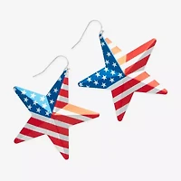 Mixit Patriotic Usa Flag Womens Star Drop Earrings