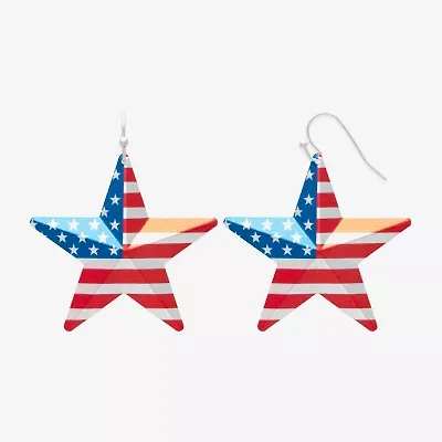 Mixit Patriotic Usa Flag Womens Star Drop Earrings