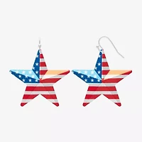 Mixit Patriotic Usa Flag Womens Star Drop Earrings
