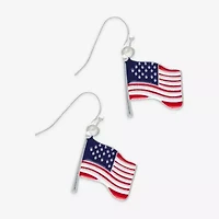 Mixit Patriotic Usa Flag Womens Drop Earrings