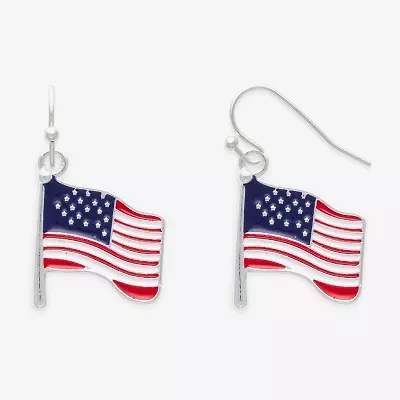 Mixit Patriotic Usa Flag Womens Drop Earrings
