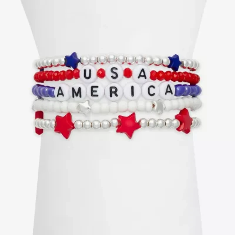 Mixit Patriotic Usa Flag America Womens Bracelet Set