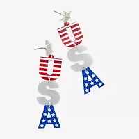 Mixit Patriotic Usa Flag Womens Star Drop Earrings