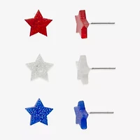 Mixit Patriotic Stud Womens Star 3 Pair Earring Set