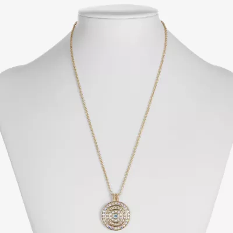 Monet Jewelry Womens Glass Round 18 Inch Pendant Necklace