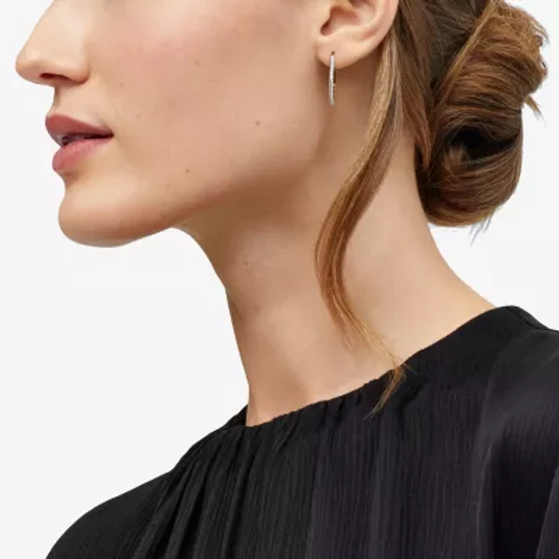 Limited Quantities! Womens 1/3 CT. T.W. Natural White Diamond 14K Gold Over Silver 24.5mm Hoop Earrings