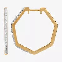 Limited Quantities! Womens 1/3 CT. T.W. Natural White Diamond 14K Gold Over Silver 24.5mm Hoop Earrings