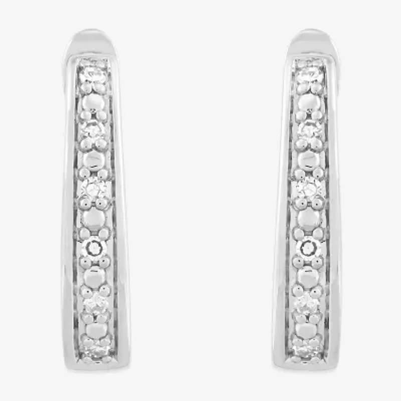 Limited Quantities! Womens 1/10 CT. T.W. Lab Grown White Diamond Sterling Silver 16.1mm Hoop Earrings