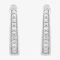 Limited Quantities! Womens 1/10 CT. T.W. Lab Grown White Diamond Sterling Silver 16.1mm Hoop Earrings