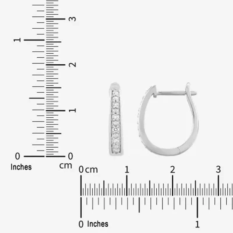 Limited Quantities! Womens 1/10 CT. T.W. Lab Grown White Diamond Sterling Silver 16.1mm Hoop Earrings