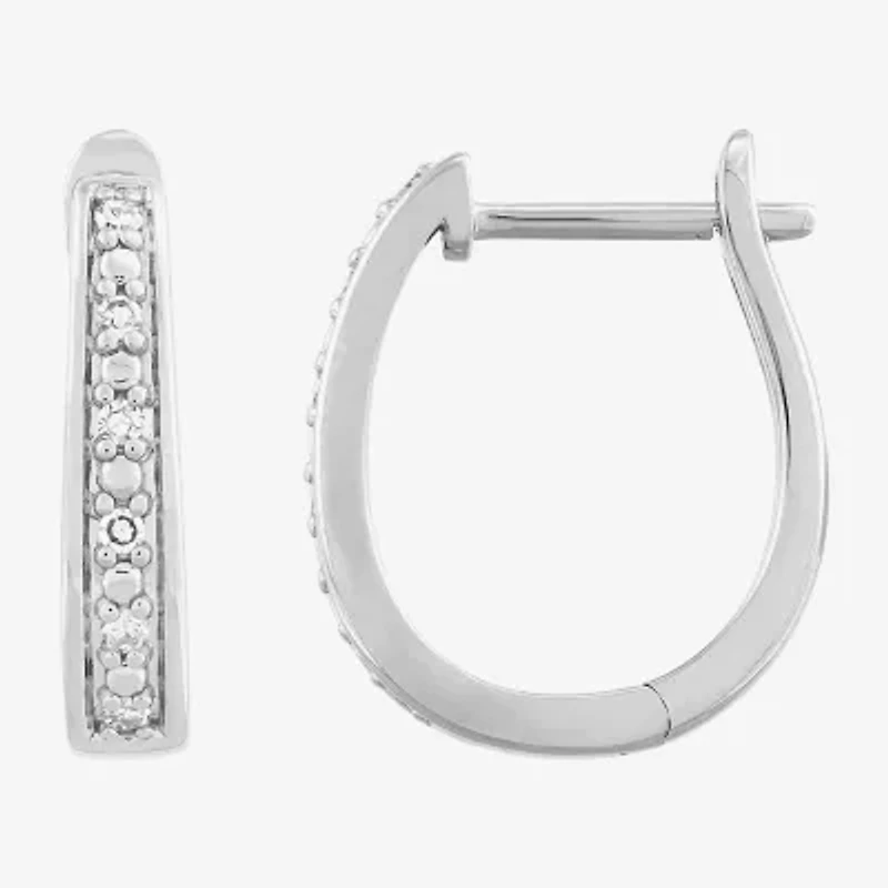 Limited Quantities! Womens 1/10 CT. T.W. Lab Grown White Diamond Sterling Silver 16.1mm Hoop Earrings
