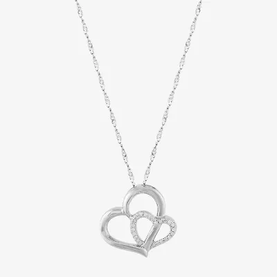 Limited Quantities! Womens 1/10 CT. T.W. Natural White Diamond Sterling Silver Heart 18 Inch Pendant Necklace