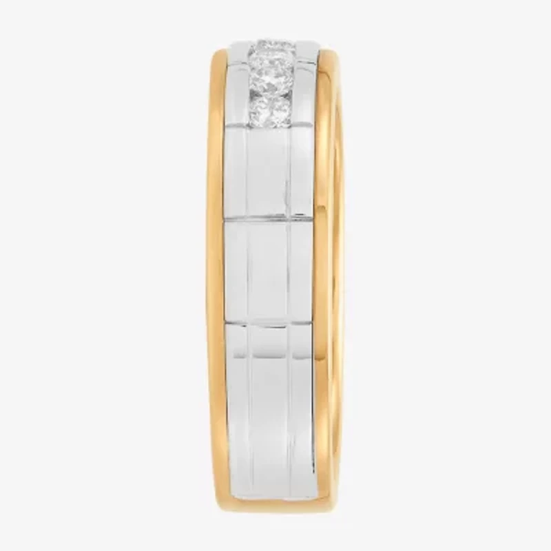 Limited Quantities! Mens 1/2 CT. T.W. Natural White Diamond 10K Two Tone Gold Fashion Ring