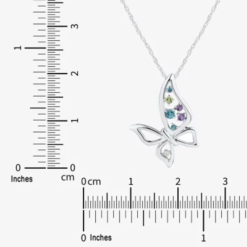 Limited Quantities! Womens Diamond Accent Genuine Multi Color Sterling Silver Butterfly 18 Inch Pendant Necklace