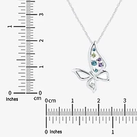 Limited Quantities! Womens Diamond Accent Genuine Multi Color Sterling Silver Butterfly 18 Inch Pendant Necklace