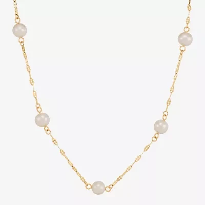 Limited Quantities! Womens White Cultured Freshwater Pearl 14K Gold 18 Inch Pendant Necklace
