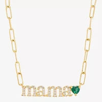Limited Quantities! Womens Lab Created Green Emerald 14K Gold Over Silver Heart 18 Inch Pendant Necklace