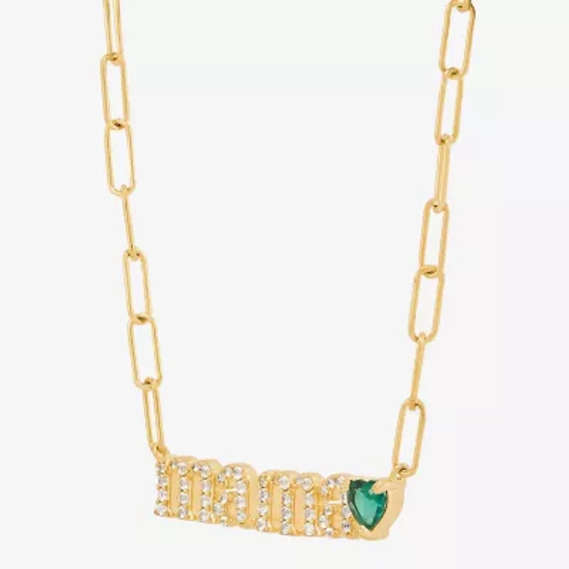 Limited Quantities! Womens Lab Created Green Emerald 14K Gold Over Silver Heart 18 Inch Pendant Necklace