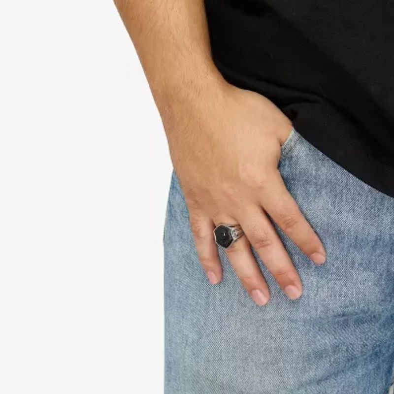 Limited Quantities! Mens Genuine Black Onyx Sterling Silver Fashion Ring