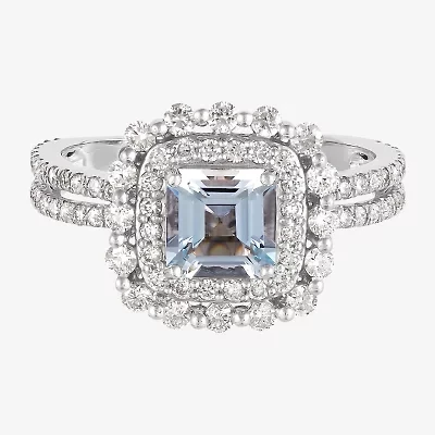 Limited Quantities! Womens 7/8 CT. T.W. Genuine Blue Aquamarine 14K Gold Cocktail Ring