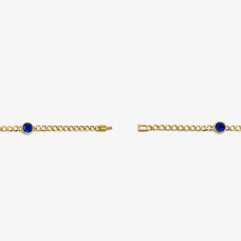 Lab Created Gemstone 14K Gold Over Silver 7.5 Inch Link Chain Bracelet
