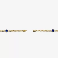 Lab Created Gemstone 14K Gold Over Silver 7.5 Inch Link Chain Bracelet