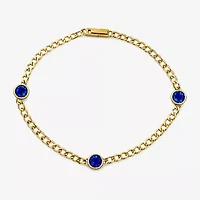 Lab Created Gemstone 14K Gold Over Silver 7.5 Inch Link Chain Bracelet