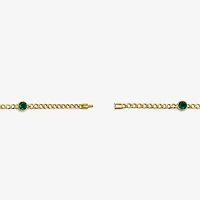Lab Created Gemstone 14K Gold Over Silver 7.5 Inch Link Chain Bracelet