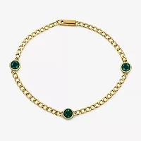 Lab Created Gemstone 14K Gold Over Silver 7.5 Inch Link Chain Bracelet