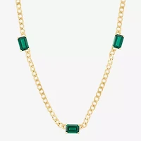 Womens 14K Gold Over Silver 18 Inch Curb Chain Necklace