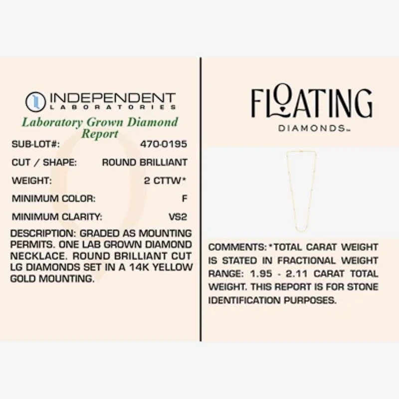 Floating Diamonds (F / Vs2) Womens 14K Gold Inch Cable Chain Necklace