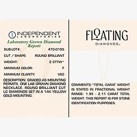 Floating Diamonds (F / Vs2) Womens 14K Gold Inch Cable Chain Necklace