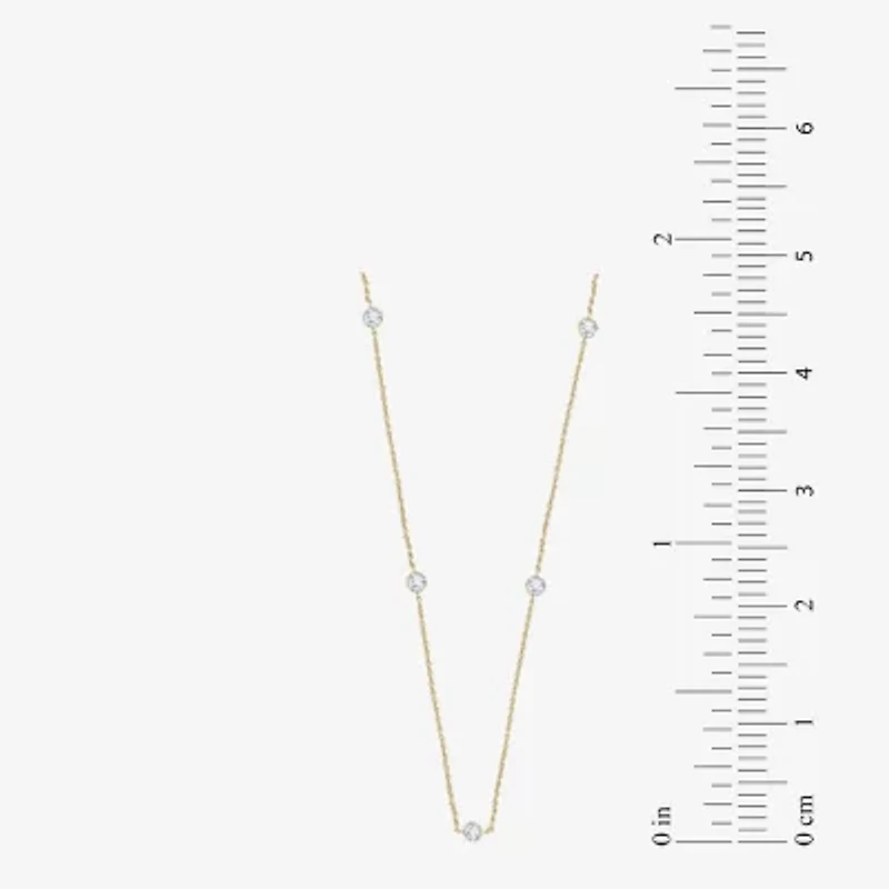 Floating Diamonds (F / Vs2) Womens 14K Gold Inch Cable Chain Necklace