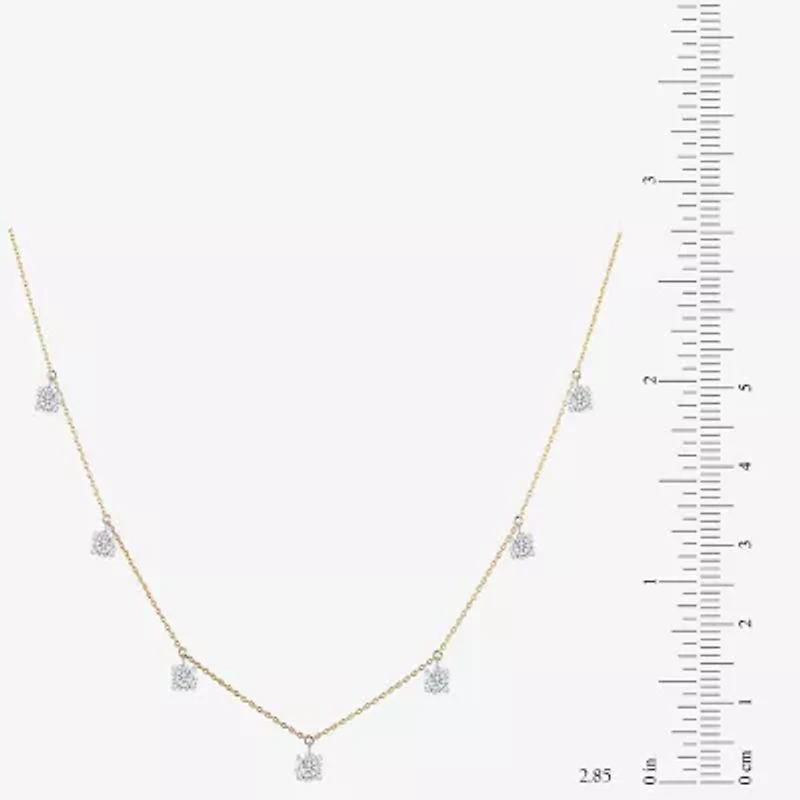 Floating Diamonds (F / Vs2) Womens 14K Gold 18 Inch Cable Chain Necklace