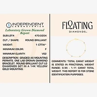 Floating Diamonds (F / Vs2) Womens 14K Gold 7.25 Inch Solid Cable Chain Bracelet