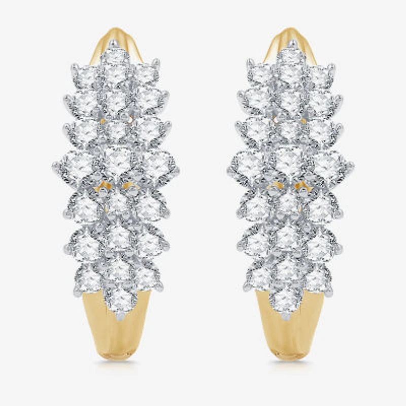 Womens 2 CT. T.W. Lab Grown White Diamond 10K Gold 22.7mm Hoop Earrings