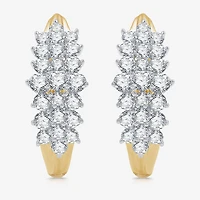 Womens 2 CT. T.W. Lab Grown White Diamond 10K Gold 22.7mm Hoop Earrings