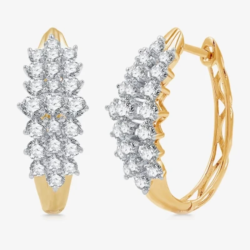 Womens 2 CT. T.W. Lab Grown White Diamond 10K Gold 22.7mm Hoop Earrings